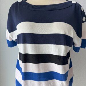 CAbi Sailor Pullover #5448 Striped Short Sleeve-Size L